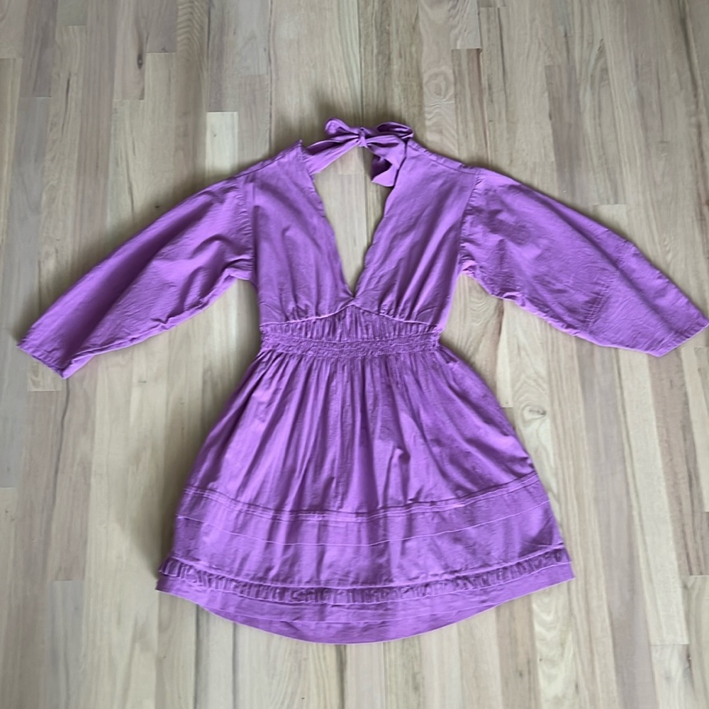 Free People Vacay Vibin scalloped mini dress XS purple